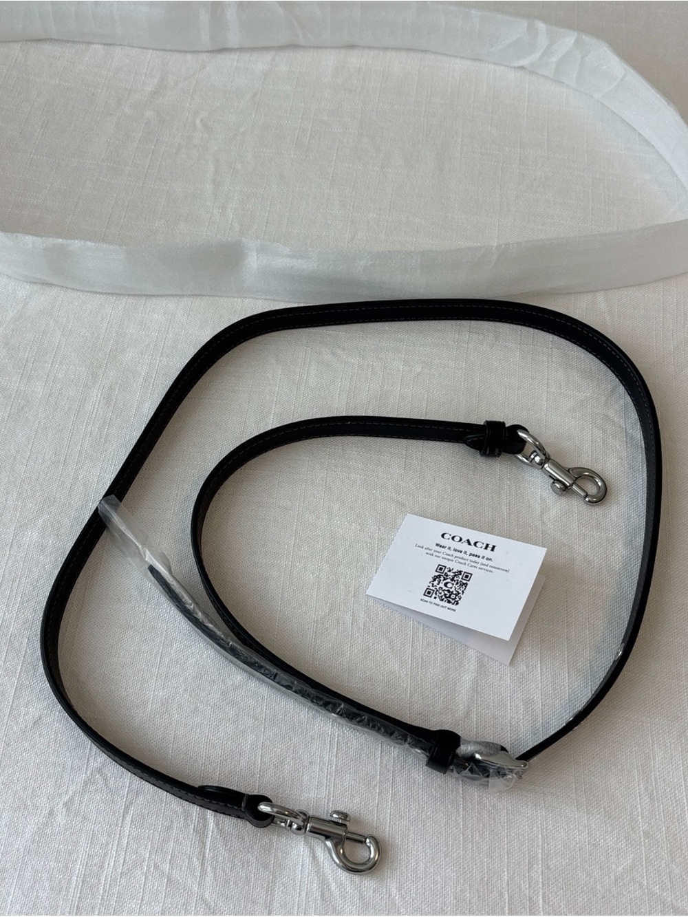 Coach Black Leather Strap with Silver Hardware